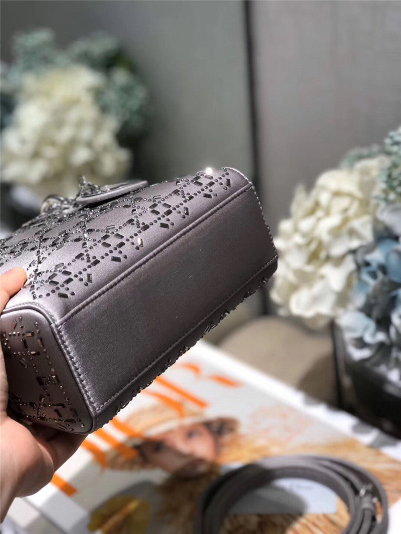High Quality Luxury Mini Lady Dior Bag Black Strass Cannage Satin – Style 26740 product detail