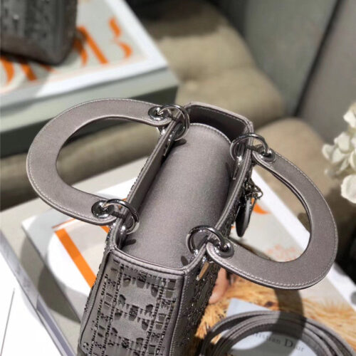 High Quality Luxury Mini Lady Dior Bag Black Strass Cannage Satin – Style 26740 product detail