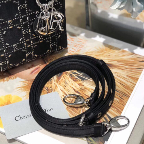 High Quality Luxury Mini Lady Dior Bag Black Strass Cannage Satin product detail