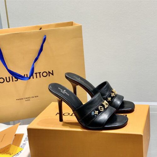 High Quality Luxury Louis Vuitton Monogram High Heel Slippers – Style 02499 alternate view