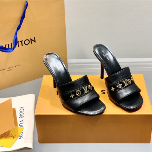 High Quality Luxury Louis Vuitton Monogram High Heel Slippers – Style 02499
