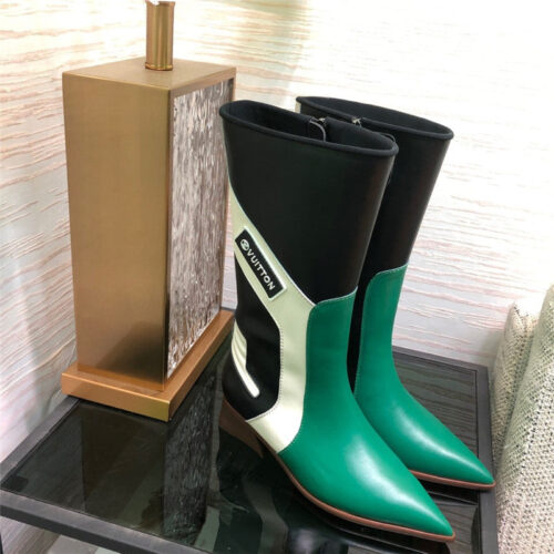 High Quality Luxury Louis Vuitton Pointed Toe Leather Boots