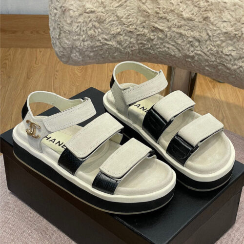 High Quality Luxury Chanel Platform Velcro Sandals
