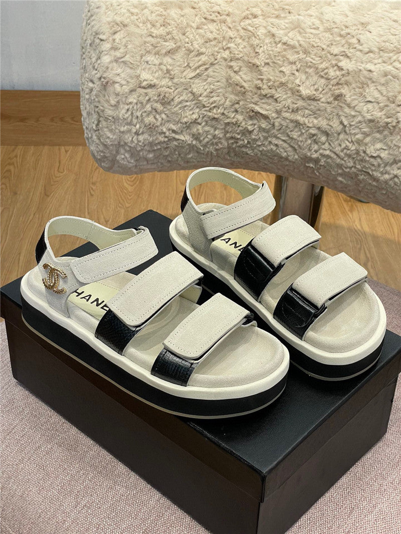 High Quality Luxury Chanel Platform Velcro Sandals