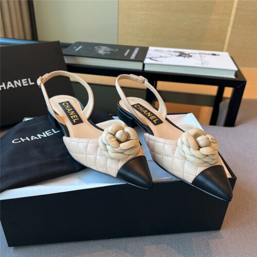 High Quality Luxury Chanel Camellia Pointed Toe Sandals