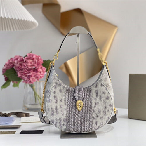 High Quality Luxury Bvlgari Serpenti Leather Hobo Bag