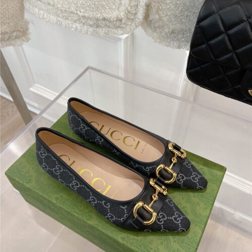 High Quality Luxury Gucci Classic Horsebit Flats