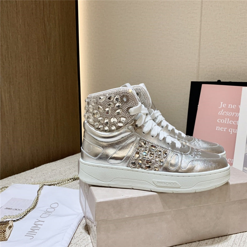 High Quality Luxury Jimmy Choo High Top Sneakers Womens