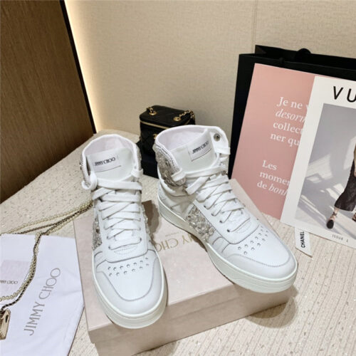 High Quality Luxury Jimmy Choo High Top Sneakers Womens – Style 91415 product detail