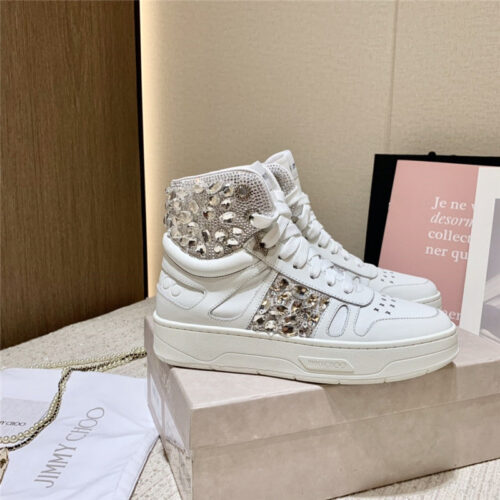 High Quality Luxury Jimmy Choo High Top Sneakers Womens – Style 91415