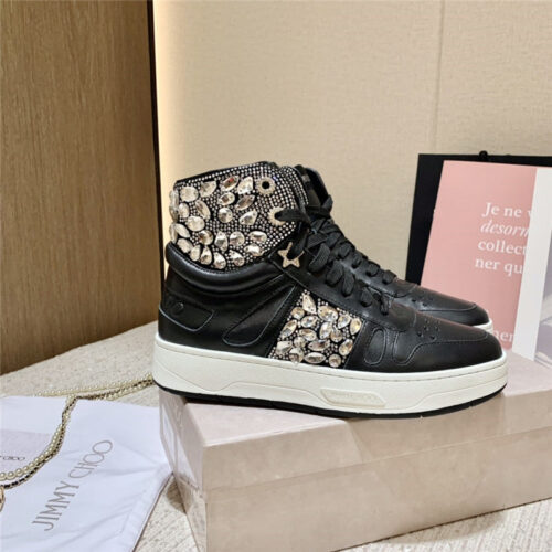 High Quality Luxury Jimmy Choo High Top Sneakers Womens – Style 76151