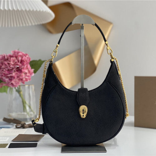 High Quality Luxury Bvlgari Serpenti Leather Hobo Bag – Style 42618