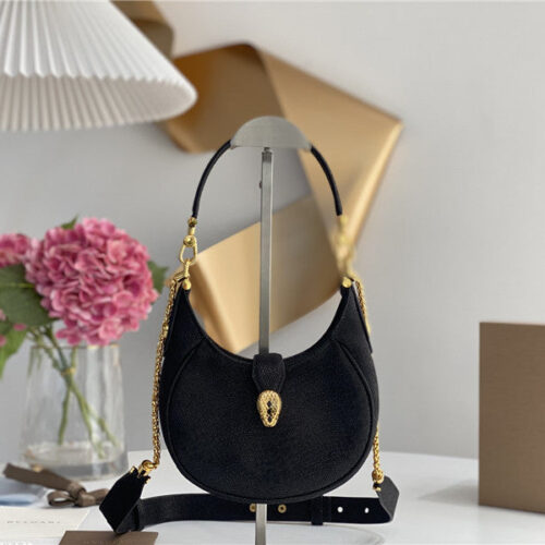 High Quality Luxury Bvlgari Mini Serpenti Leather Hobo Bag – Style 42545