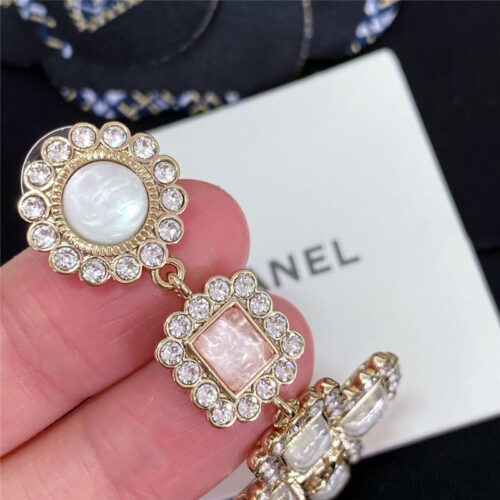 High Quality Luxury Chanel Pink Cross Earrings product detail