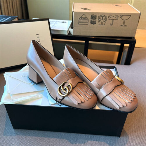 High Quality Luxury Gucci Chunky Heel Tassel Shoes