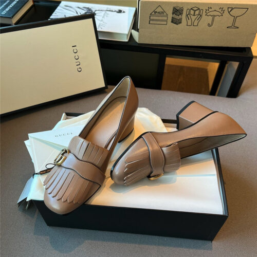High Quality Luxury Gucci Chunky Heel Tassel Shoes product detail