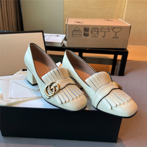 High Quality Luxury Gucci Chunky Heel Tassel Shoes – Style 42003