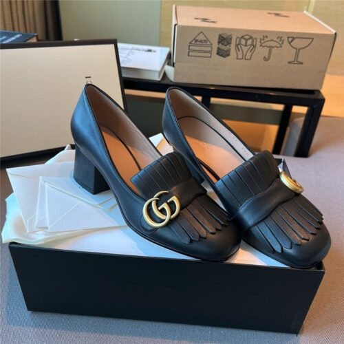 High Quality Luxury Gucci Chunky Heel Tassel Shoes – Style 73075