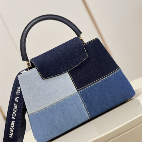 High Quality Luxury Louis Vuitton Capucines Medium Denim Bag alternate view