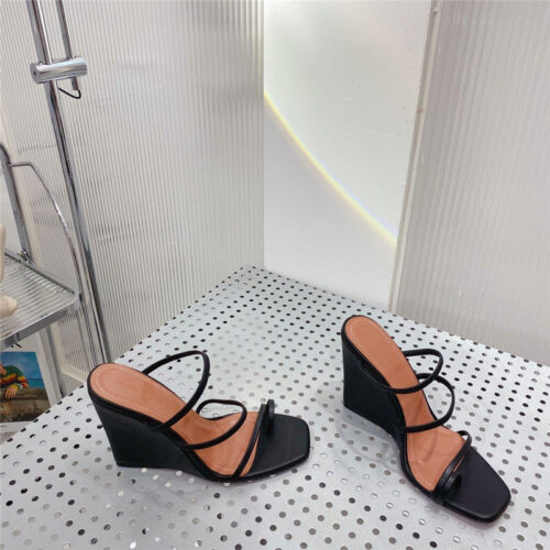 High Quality Luxury Amina Muaddi Wedge Slippers – Style 81059 alternate view
