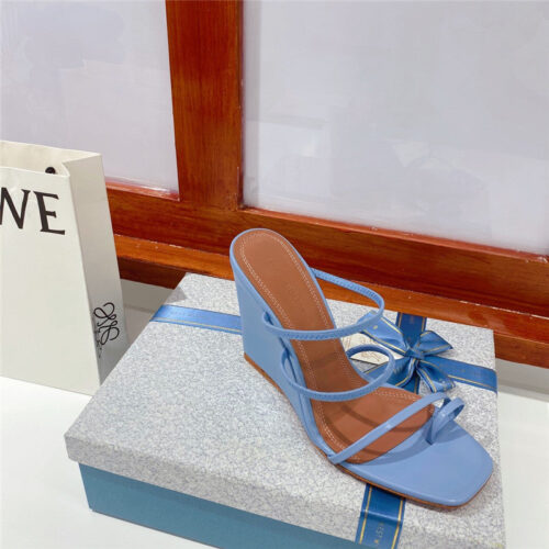 High Quality Luxury Amina Muaddi Wedge Slippers – Style 07043 product detail