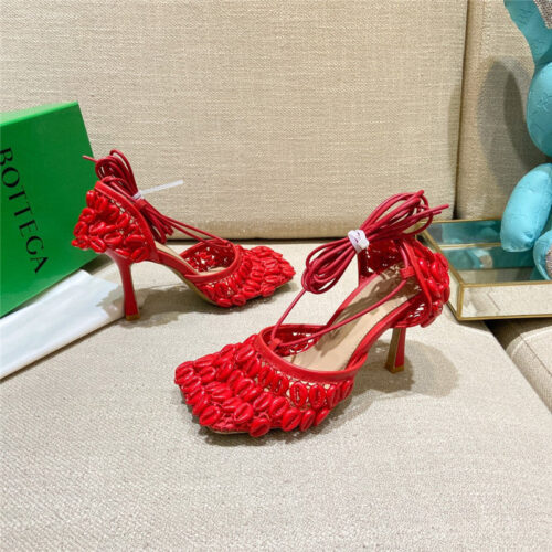 High Quality Luxury Bottega Veneta Bv Leather Heeled Sandals – Style 37382 alternate view