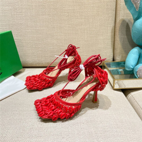 High Quality Luxury Bottega Veneta Bv Leather Heeled Sandals – Style 37382