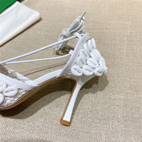 High Quality Luxury Bottega Veneta Bv Leather Heeled Sandals – Style 40774 alternate view