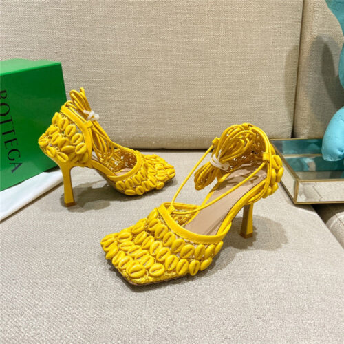 High Quality Luxury Bottega Veneta Bv Leather Heeled Sandals – Style 97830 alternate view