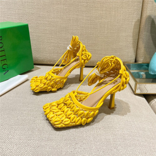 High Quality Luxury Bottega Veneta Bv Leather Heeled Sandals – Style 97830