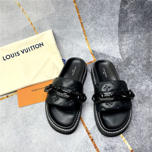 High Quality Luxury Louis Vuitton Classic Leather Slippers