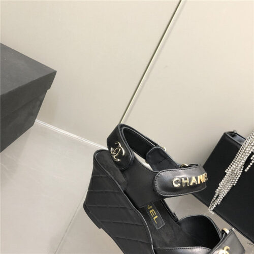 High Quality Luxury Chanel Platform Wedge Sandals – Style 65990 product detail