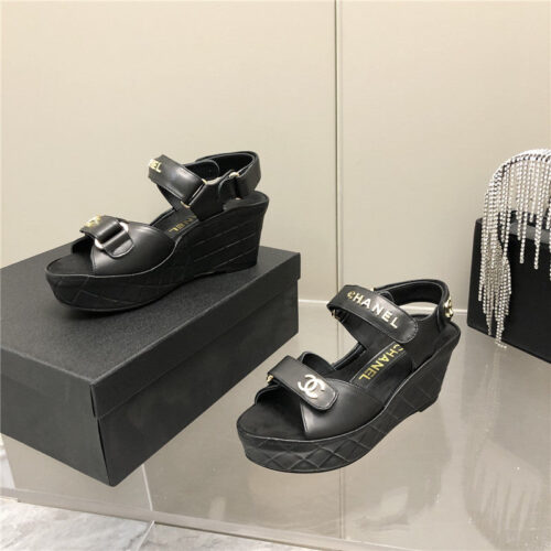 High Quality Luxury Chanel Platform Wedge Sandals – Style 65990 product detail