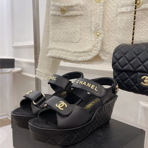 High Quality Luxury Chanel Platform Wedge Sandals alternate view