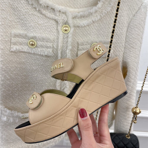 High Quality Luxury Chanel Platform Wedge Sandals – Style 21350 product detail