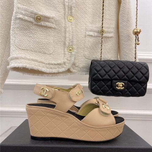 High Quality Luxury Chanel Platform Wedge Sandals – Style 21350 product detail