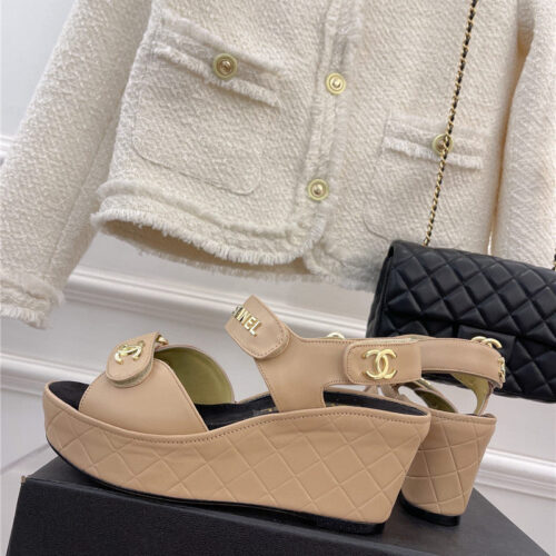 High Quality Luxury Chanel Platform Wedge Sandals – Style 21350 product detail