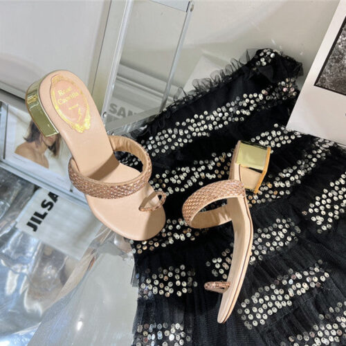 High Quality Luxury Rene Caovilla Low Heel Flat Flip Flop Sandals – Style 43078 product detail