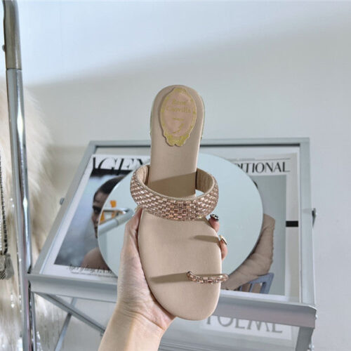 High Quality Luxury Rene Caovilla Low Heel Flat Flip Flop Sandals – Style 43078 product detail