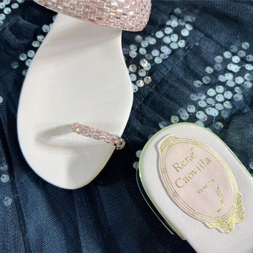 High Quality Luxury Rene Caovilla Low Heel Flat Flip Flop Sandals – Style 43078 product detail