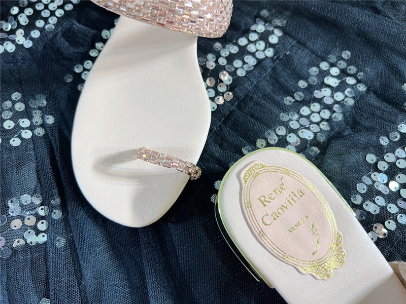 High Quality Luxury Rene Caovilla Low Heel Flat Flip Flop Sandals – Style 43078 product detail