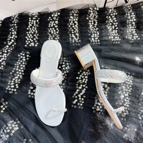 High Quality Luxury Rene Caovilla Low Heel Flat Flip Flop Sandals product detail