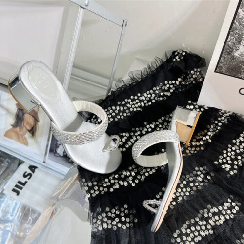 High Quality Luxury Rene Caovilla Low Heel Flat Flip Flop Sandals product detail