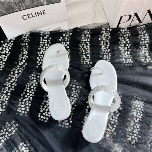 High Quality Luxury Rene Caovilla Low Heel Flat Flip Flop Sandals product detail