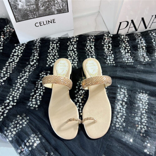 High Quality Luxury Rene Caovilla Low Heel Flat Flip Flop Sandals – Style 82630 alternate view