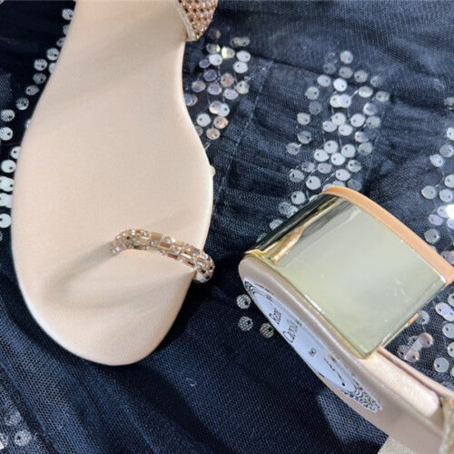 High Quality Luxury Rene Caovilla Low Heel Flat Flip Flop Sandals – Style 82630 product detail