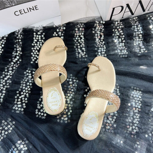 High Quality Luxury Rene Caovilla Low Heel Flat Flip Flop Sandals – Style 82630 product detail
