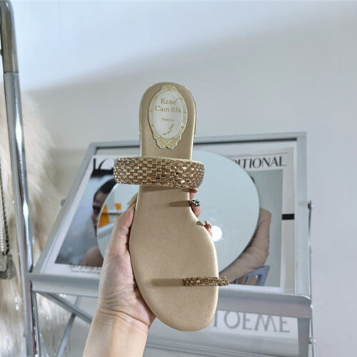 High Quality Luxury Rene Caovilla Low Heel Flat Flip Flop Sandals – Style 82630 product detail