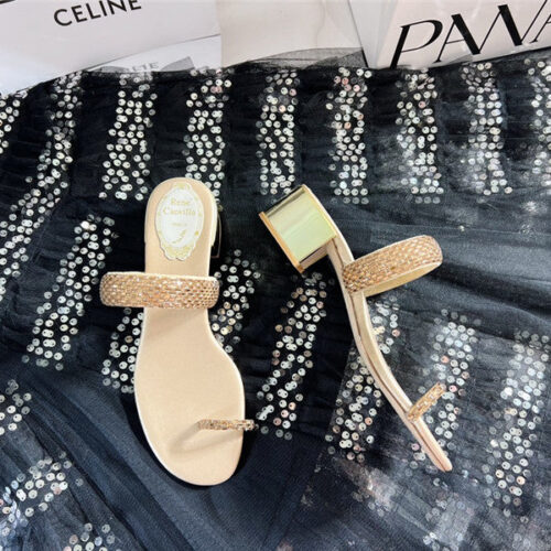High Quality Luxury Rene Caovilla Low Heel Flat Flip Flop Sandals – Style 82630 product detail