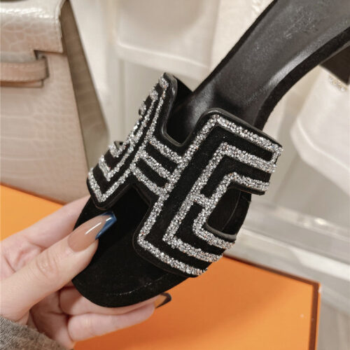 High Quality Luxury Hermes Chunky Heel Sandals Slippers product detail